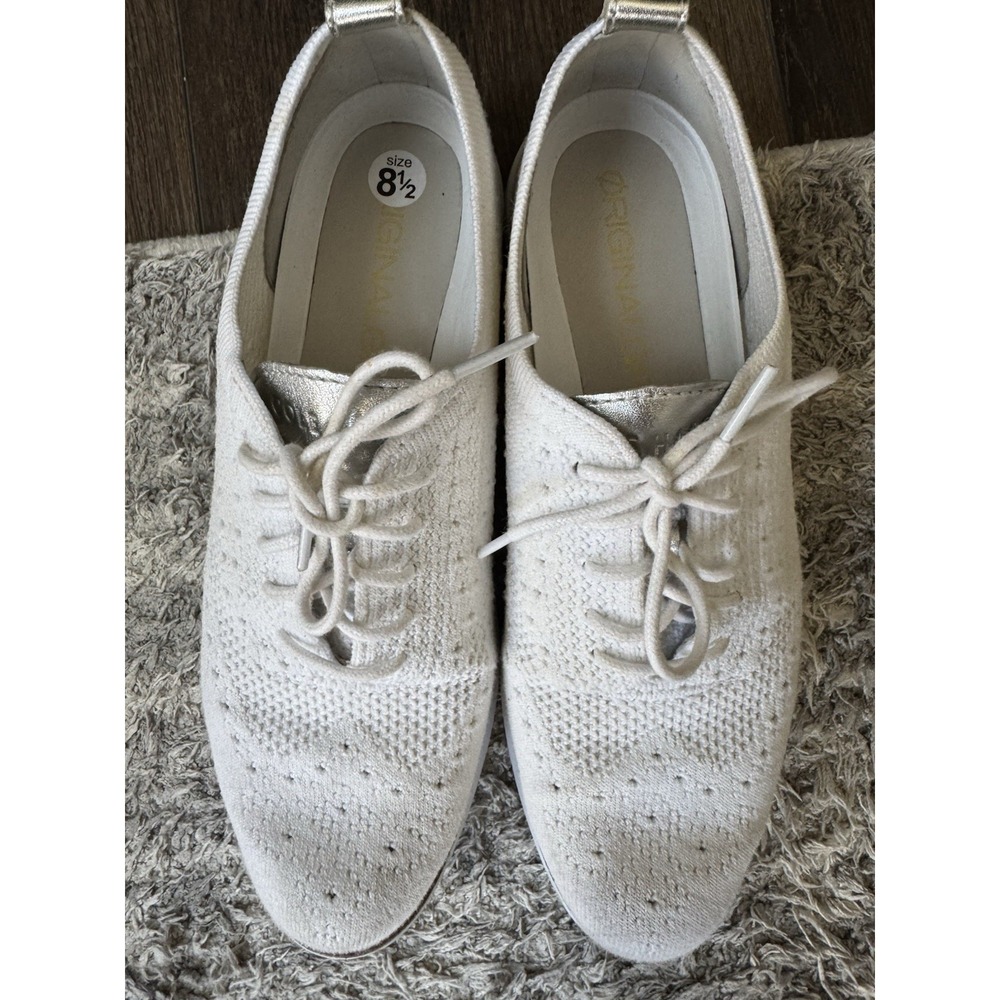 Women’s Knit Lace-Up Sneakers in Cream